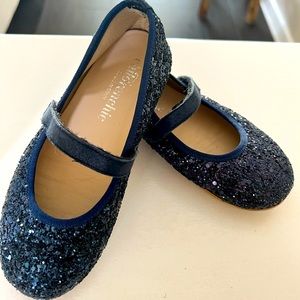 Children chic glitter Mary Janes color navy